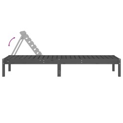 Chaise longue gris 199,5x60x74 cm bois massif de pin 