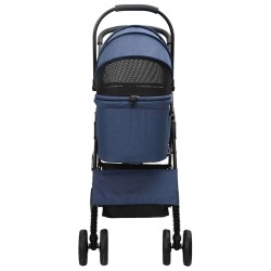 Poussette Pliante pour Animaux Réglable Bleu 81 x 47 x 99 cm 