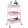 Chariot de rangement à 3 niveaux rose 42x41,5x77 cm acier 