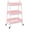 Chariot de rangement à 3 niveaux rose 42x41,5x77 cm acier 