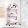 Chariot de rangement à 3 niveaux rose 42x41,5x77 cm acier 