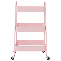 Chariot de rangement à 3 niveaux rose 42x41,5x77 cm acier 