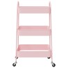 Chariot de rangement à 3 niveaux rose 42x41,5x77 cm acier 