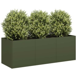 Jardinière vert olive 120x40x40 cm acier laminé à froid 