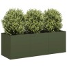 Jardinière vert olive 120x40x40 cm acier laminé à froid 