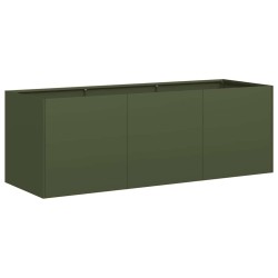 Jardinière vert olive 120x40x40 cm acier laminé à froid 