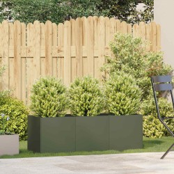 Jardinière vert olive 120x40x40 cm acier laminé à froid 