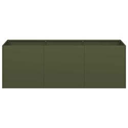 Jardinière vert olive 120x40x40 cm acier laminé à froid 