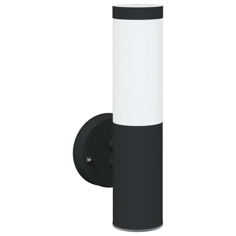 Applique murale extérieure 2 pcs en acier inoxydable noir IP44 