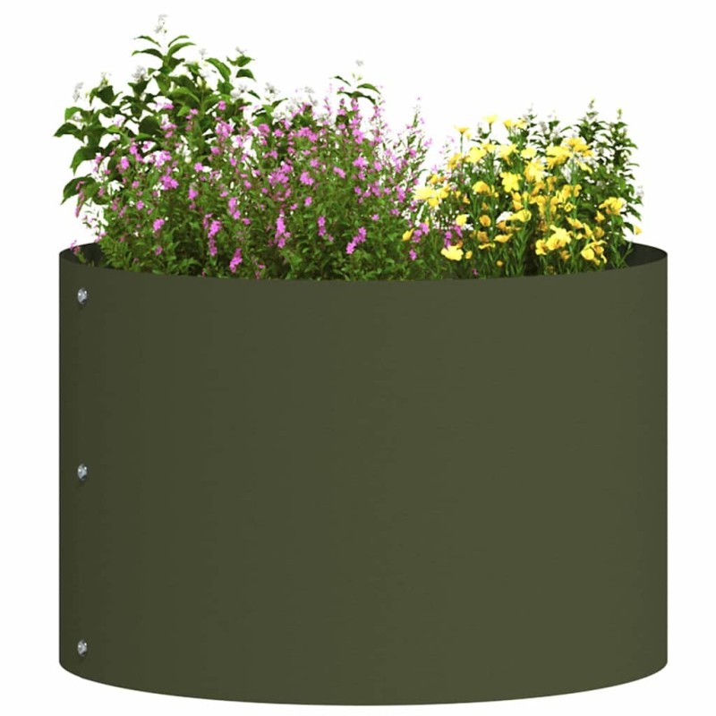 Pot en métal vert olive Vert olive Métal Moyen Jardinières 