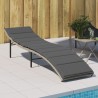 Chaise longue et coussin gris clair 55x199x50 cm résine tressée 