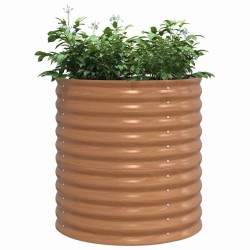 Lit de jardin surélevé marron avec aspect bois 80x80x81 cm en acier 