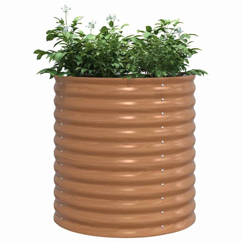 Lit de jardin surélevé marron avec aspect bois 80x80x81 cm en acier 