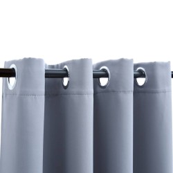 Rideaux occultants avec anneaux en métal 2 pcs Gris 140x225 cm 
