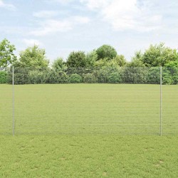 Clôture en fil soudé avec 10 U posts Argent 1,4x10 m Acier 