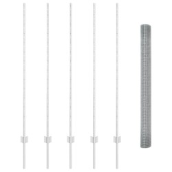 Clôture en fil soudé avec 10 U posts Argent 1,4x10 m Acier 