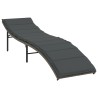 Chaise longue avec coussin gris 55x199x50 cm résine tressée 