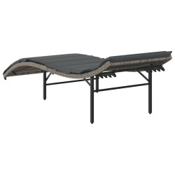 Chaise longue avec coussin gris 55x199x50 cm résine tressée 