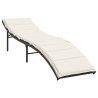 Chaise longue avec coussin marron 55x199x50 cm résine tressée 