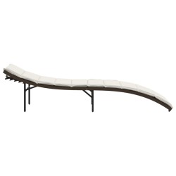 Chaise longue avec coussin marron 55x199x50 cm résine tressée 