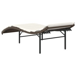 Chaise longue avec coussin marron 55x199x50 cm résine tressée 