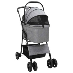 Poussette Pliante pour Animaux Réglable Gris 81 x 47 x 99 cm 