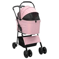 Poussette Pliante pour Animaux Réglable Rose 81 x 47 x 99 cm 