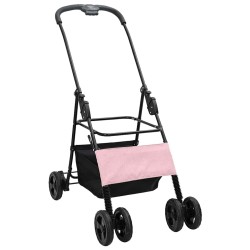 Poussette Pliante pour Animaux Réglable Rose 81 x 47 x 99 cm 