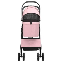 Poussette Pliante pour Animaux Réglable Rose 81 x 47 x 99 cm 