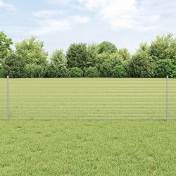 Clôture en fil soudé avec 11 poteaux en U Argent 0.6x25 m Acier 