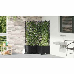 Jardinière avec treillis 3 pcs Noir 80x80x143 cm 