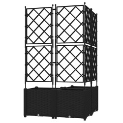 Jardinière avec treillis 3 pcs Noir 80x80x143 cm 