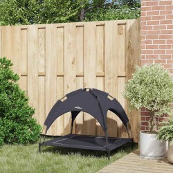Lit pour chien surélevé avec toit amovible Noir L Acier 