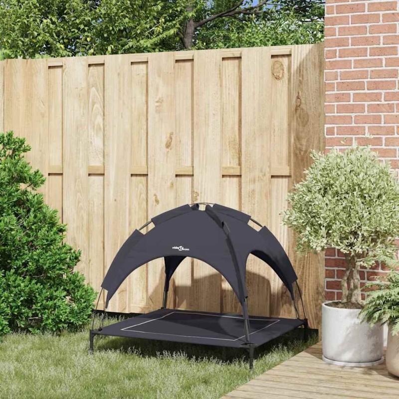 Lit pour chien surélevé avec toit amovible Noir L Acier 