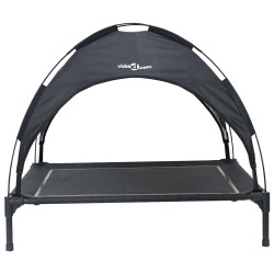 Lit pour chien surélevé avec toit amovible Noir L Acier 