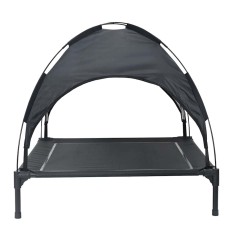 Lit pour chien surélevé avec toit amovible Noir L Acier 