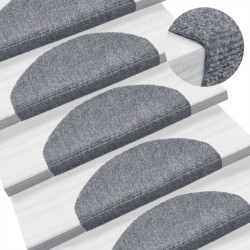 Tapis d'escalier autocollants 10 pièces 65 x 21 x 4 cm Gris clair Demi-rond Grand 