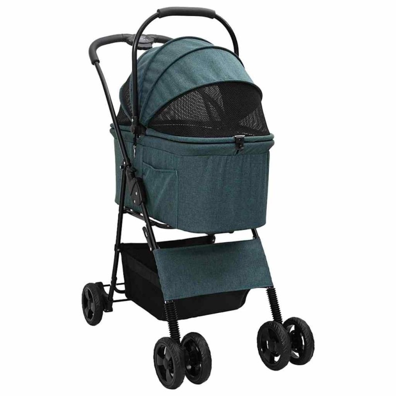 Poussette Pliante pour Animaux Réglable Vert 81 x 47 x 99 cm 