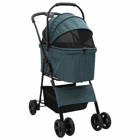 Poussette Pliante pour Animaux Réglable Vert 81 x 47 x 99 cm 