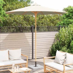 Parasol de jardin crème et blanc 270 x 260 cm en bambou 