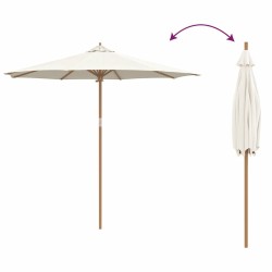 Parasol de jardin crème et blanc 270 x 260 cm en bambou 