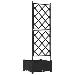 Jardinière de Jardin avec Treillis Noire 40x40x125.5 cm 