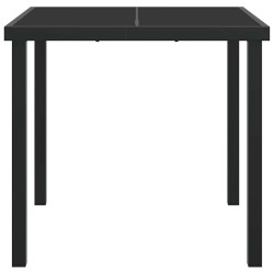 Table de jardin Noir 80x80x73 cm en Verre Trempé 
