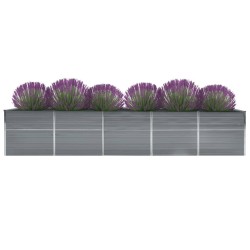 Lit surélevé de jardin Acier galvanisé 400x80x45 cm Gris 