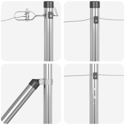 Set de poteaux de clôture 7 pcs Argent Ø32mm 160 cm 