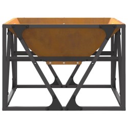 brasero square 50x50x35 cm en acier weathering 