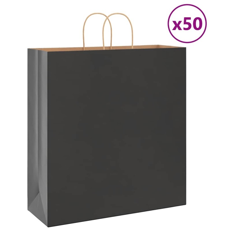 Sacs en papier 50 pcs avec poignées noir 45x17x48 cm 