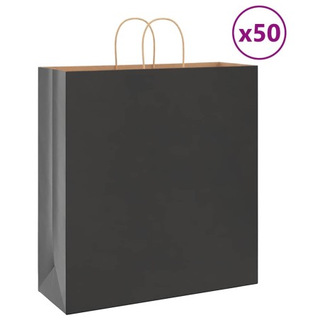 Sacs en papier 50 pcs avec poignées noir 45x17x48 cm 