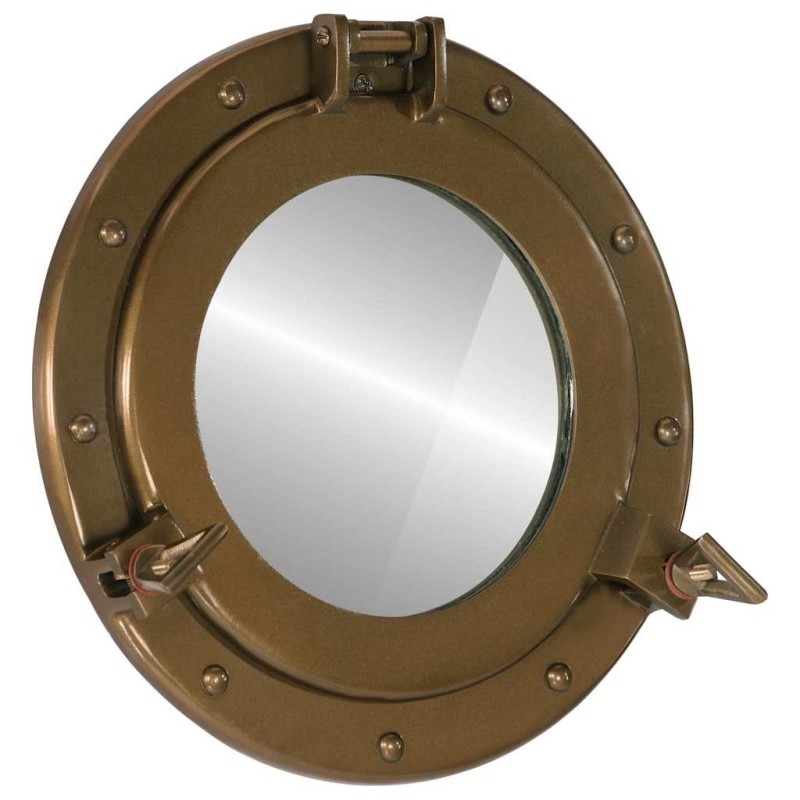 Miroir en forme de hublot mural Ø30 cm aluminium et verre 