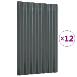 Panneaux de toit 12 pcs Acier enduit poudre Anthracite 60x36 cm 